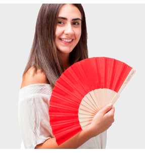 Abanico Calesa con varillas de madera y tela personalizado