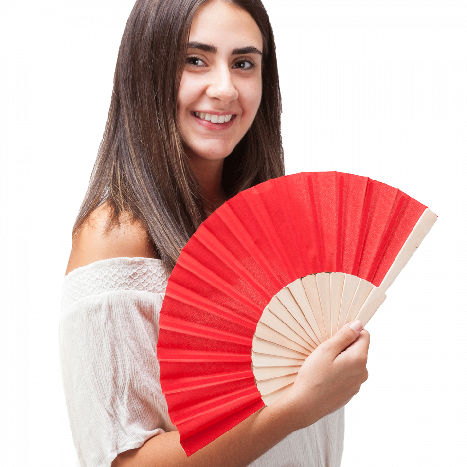 Abanico Calesa con varillas de madera y tela personalizado
