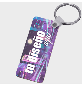 Llavero rectangular panorámico madera personalizado