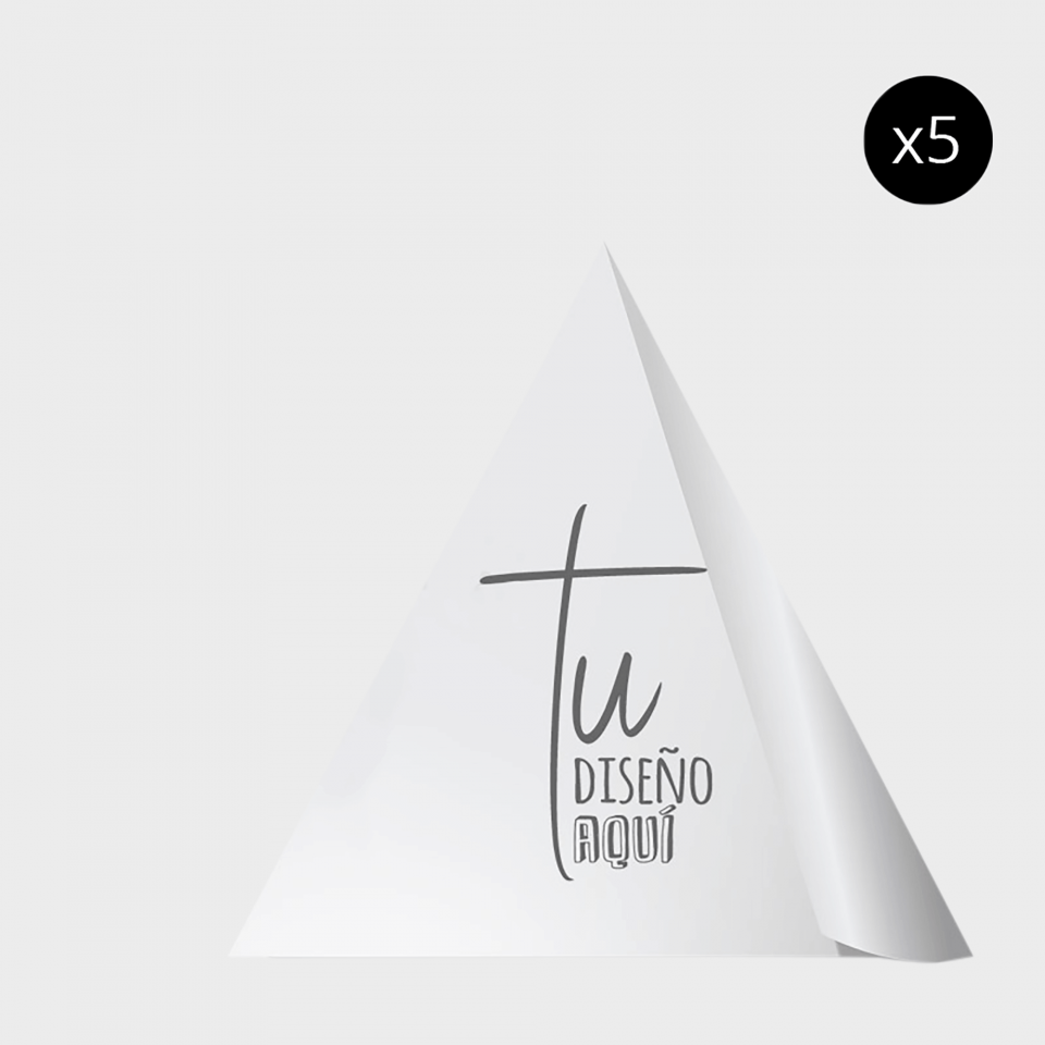 Pegatina transparente triangular personalizada