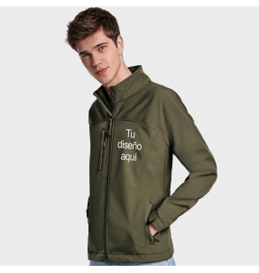 Chaqueta adulto softshell de tres capas personalizada con texto