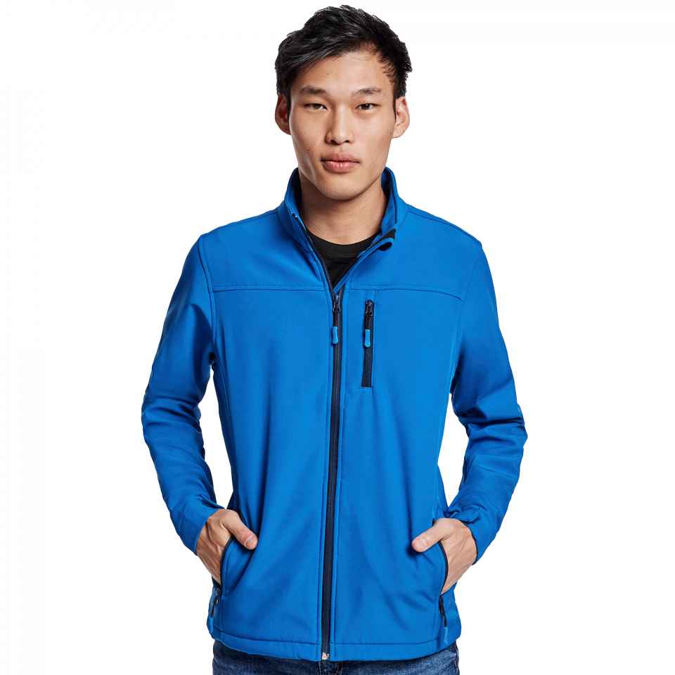 Chaqueta hombre softshell de dos capas personalizada con texto