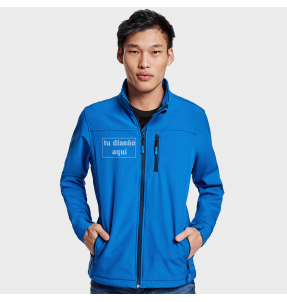 Chaqueta hombre softshell de dos capas personalizada con texto