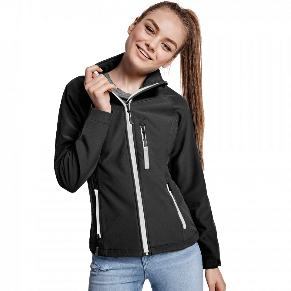 Chaqueta mujer softshell de dos capas personalizada con texto