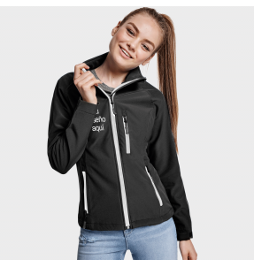 Chaqueta mujer softshell de dos capas personalizada con texto