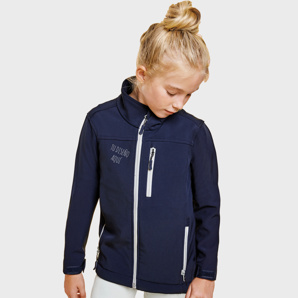 Chaqueta niño softshell de dos capas personalizada con texto