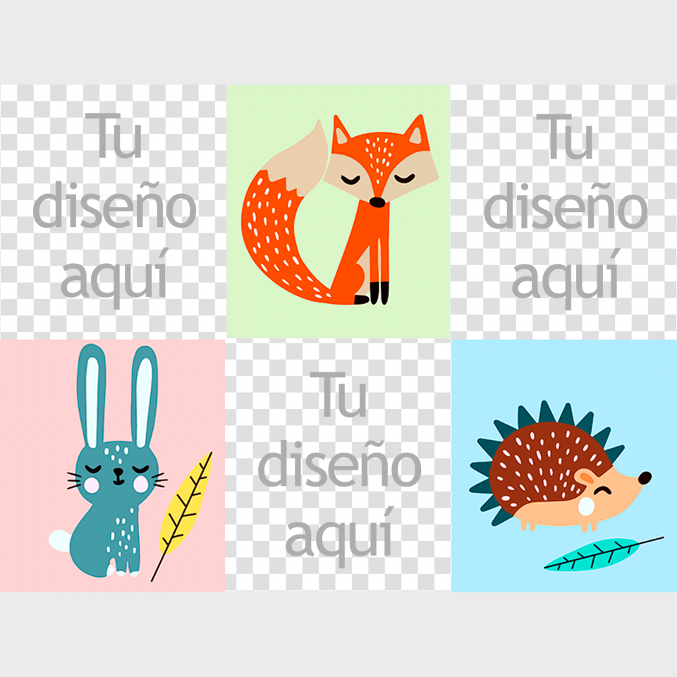 Manta infantil con diseño de animales personalizable