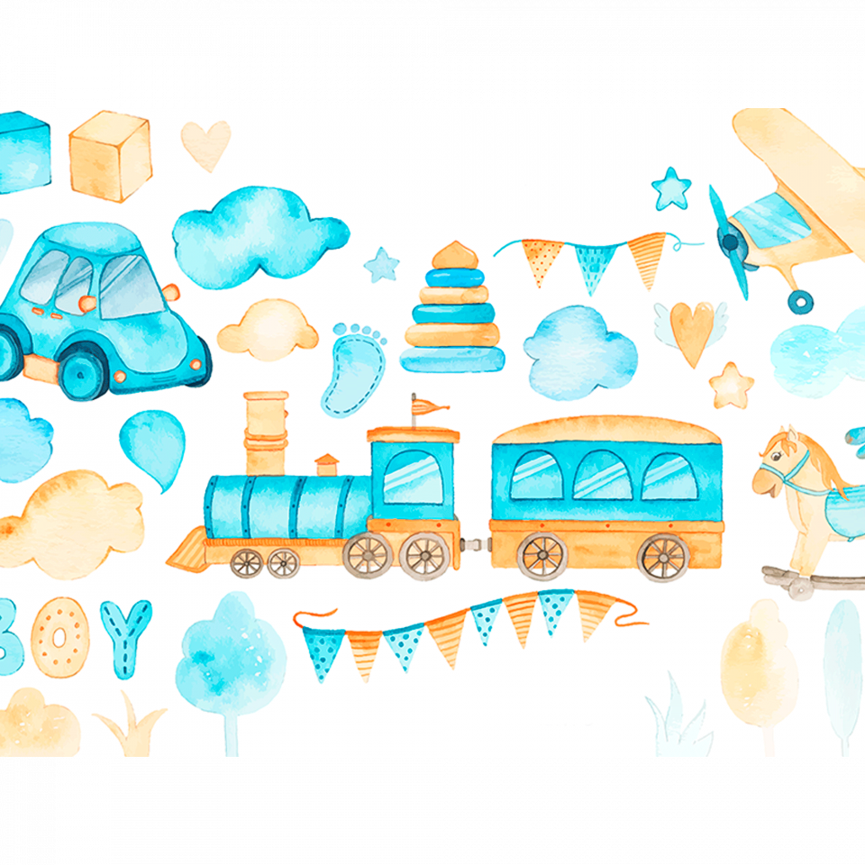 Manta para bebés con diseño trenes personalizable