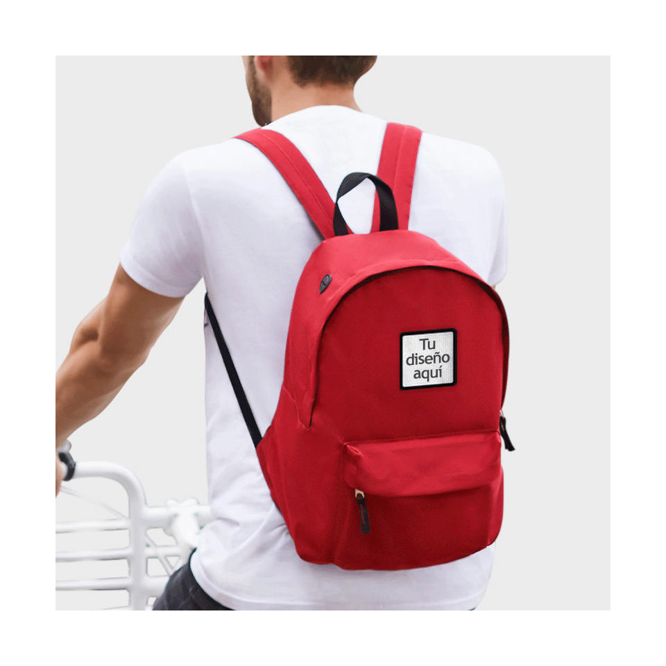 Mochila adulto con parche cuadrado personalizada