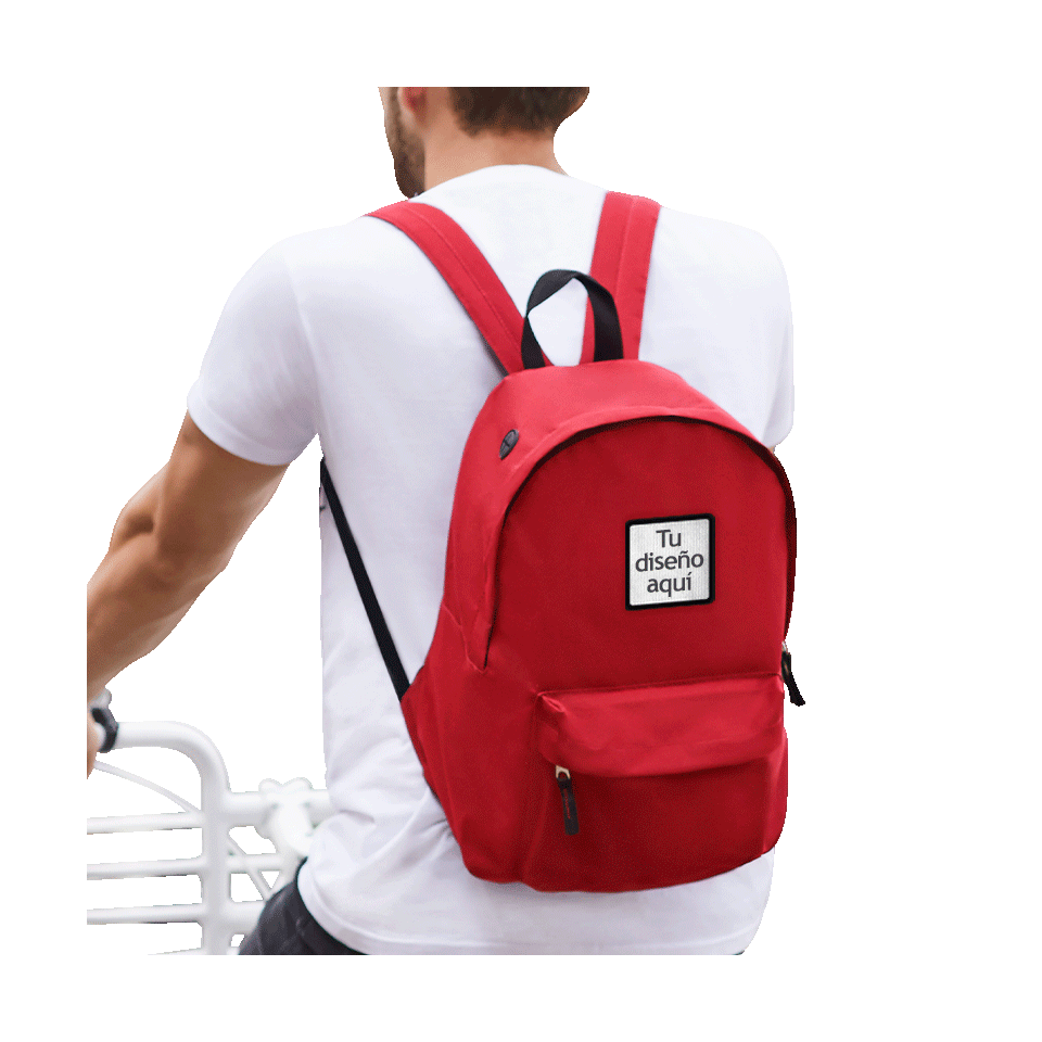 Mochila adulto con parche cuadrado personalizada