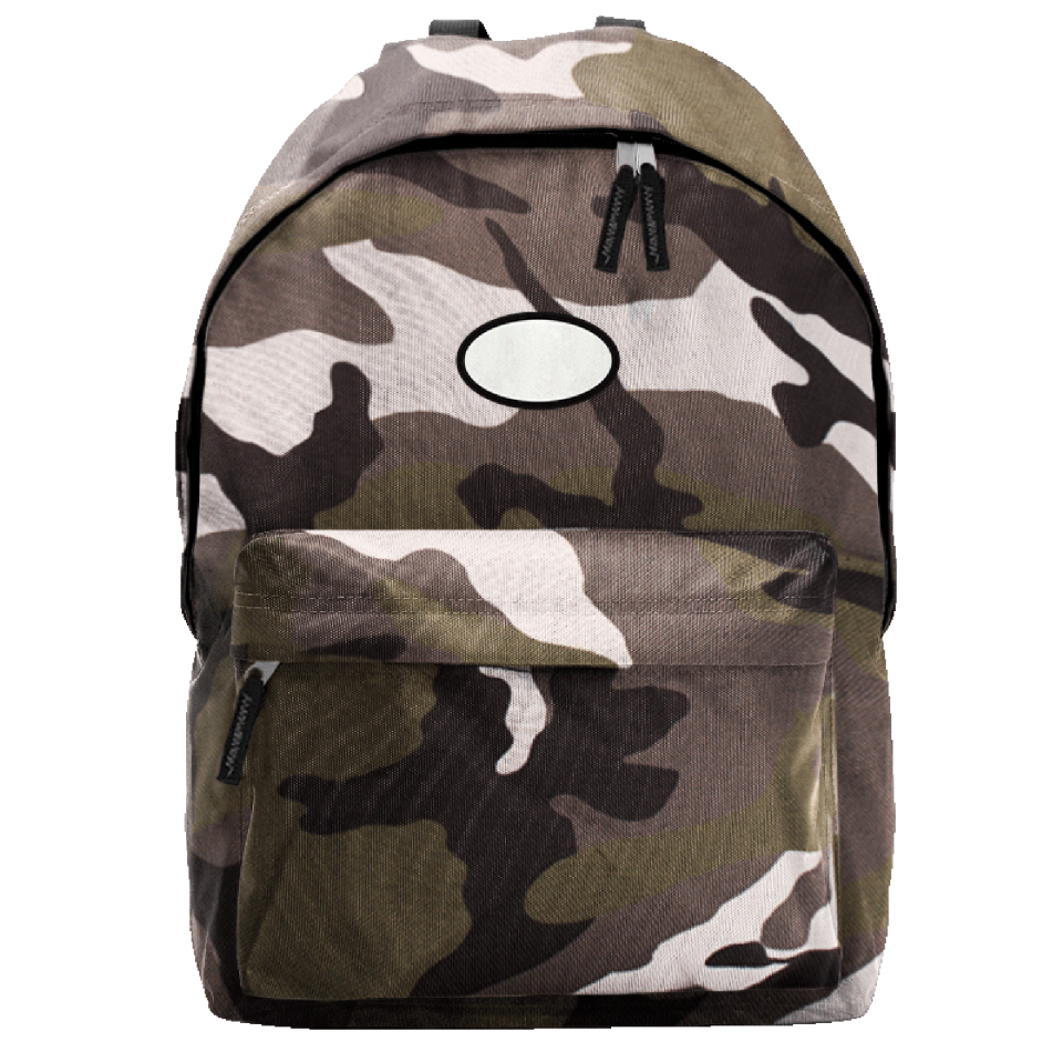 Mochila adulto con parche ovalado personalizada