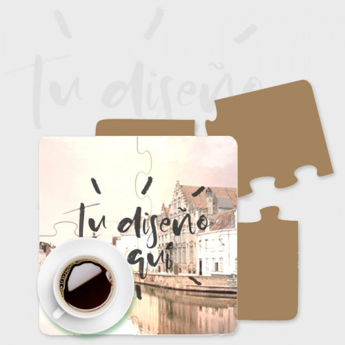 Posavasos puzzle de 4 piezas de madera personalizado