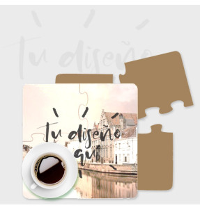 Posavasos puzzle de 4 piezas de madera personalizado