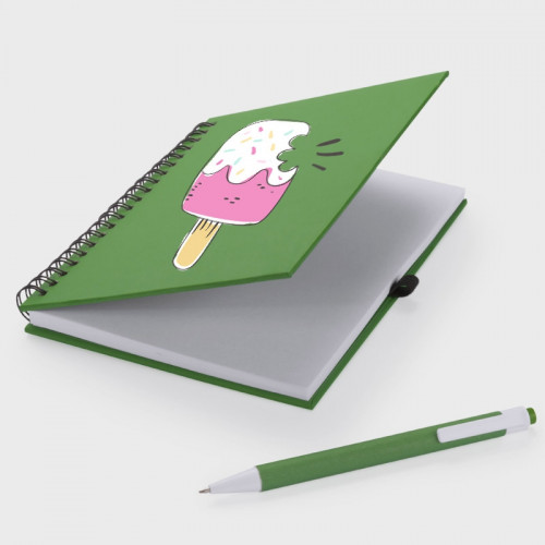 Cuaderno hoja blanca A5 con boli personalizado
