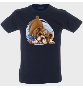 Camiseta hombre: perro y mariposa