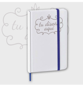 Libreta A6 tipo moleskine bicolor hoja blanca personalizada