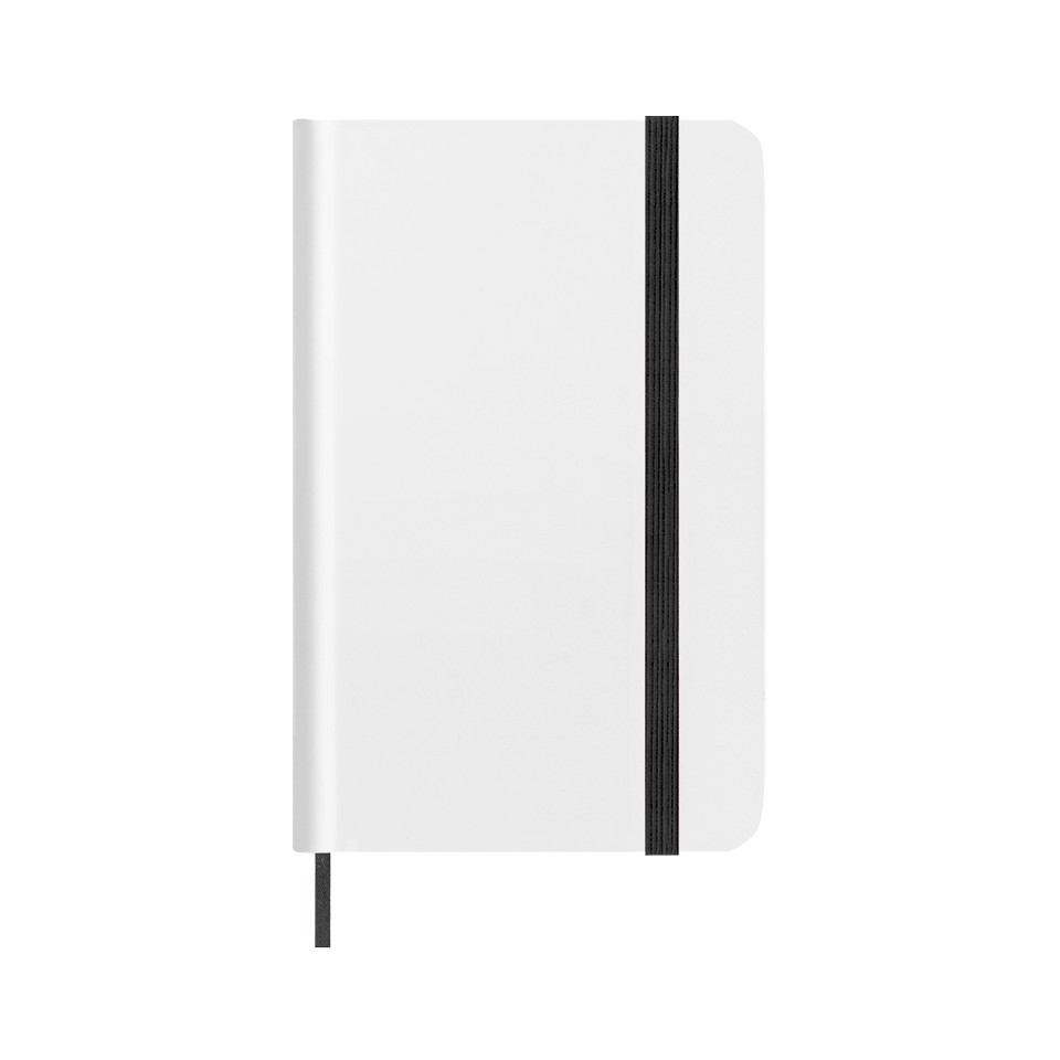 Libreta A6 tipo moleskine bicolor hoja blanca personalizada