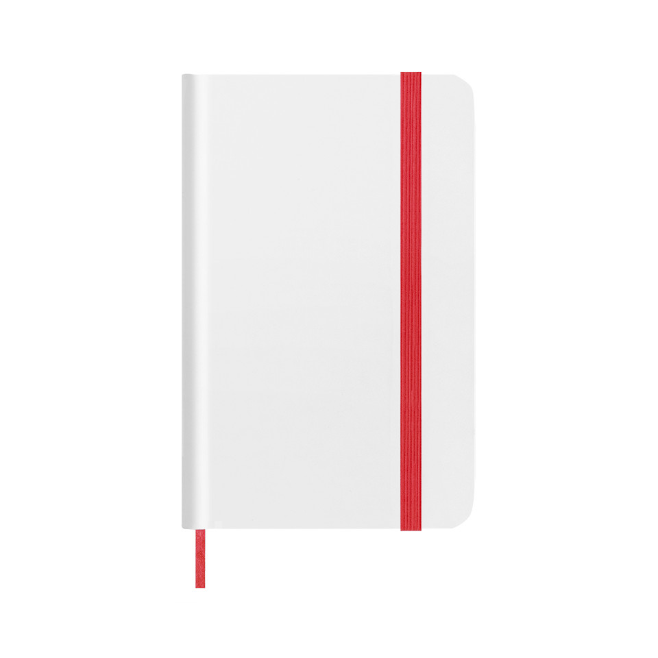 Libreta A6 tipo moleskine bicolor hoja blanca personalizada
