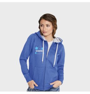 Sudadera mujer con cremallera y capucha bicolor personalizada