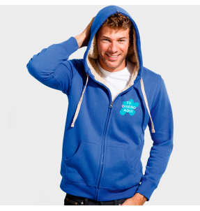 Sudadera con cremallera y borrego personalizada