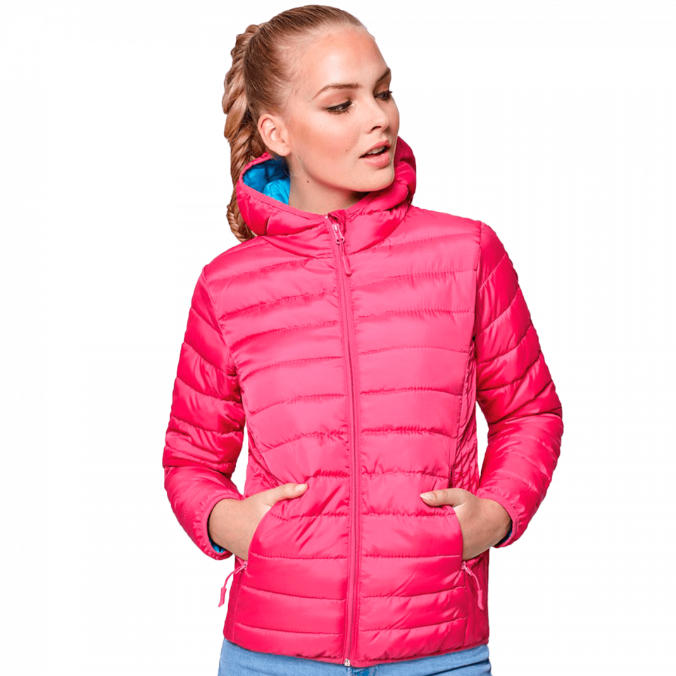 Chaqueta plumón de mujer con capucha personalizada