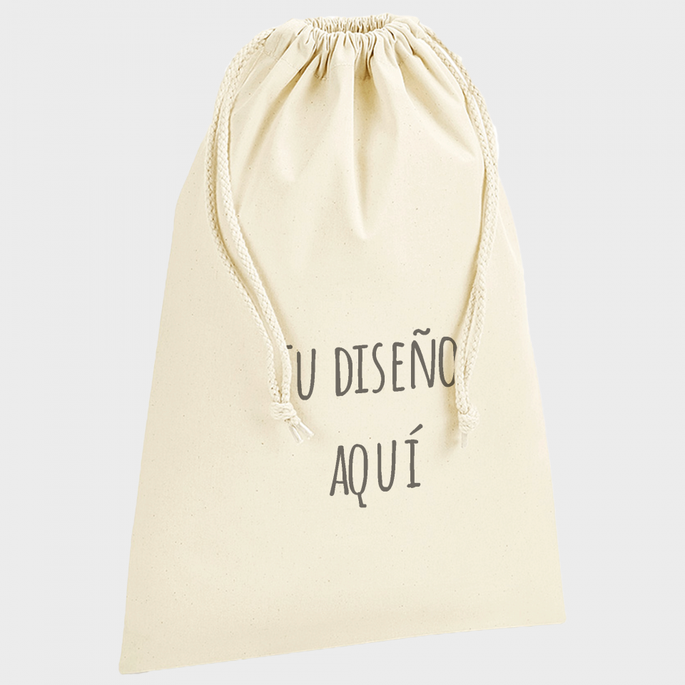 Bolsa algodón orgánico premium 1L cierre cordón personalizada