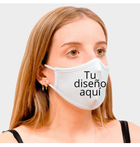 Mascarilla neopreno mediana blanca homologada con protección +91% personalización fullprint