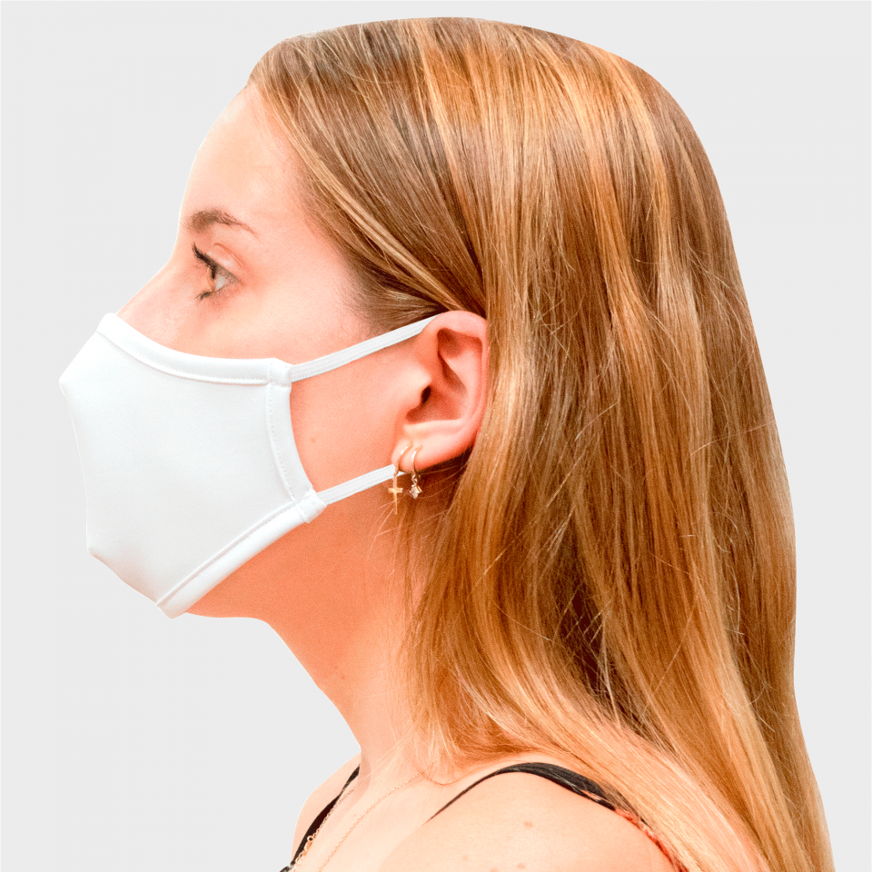 Mascarilla neopreno mediana blanca homologada con protección +91% personalización fullprint