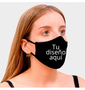 Mascarilla neopreno mediana negra homologada con protección +91% personalización fullprint