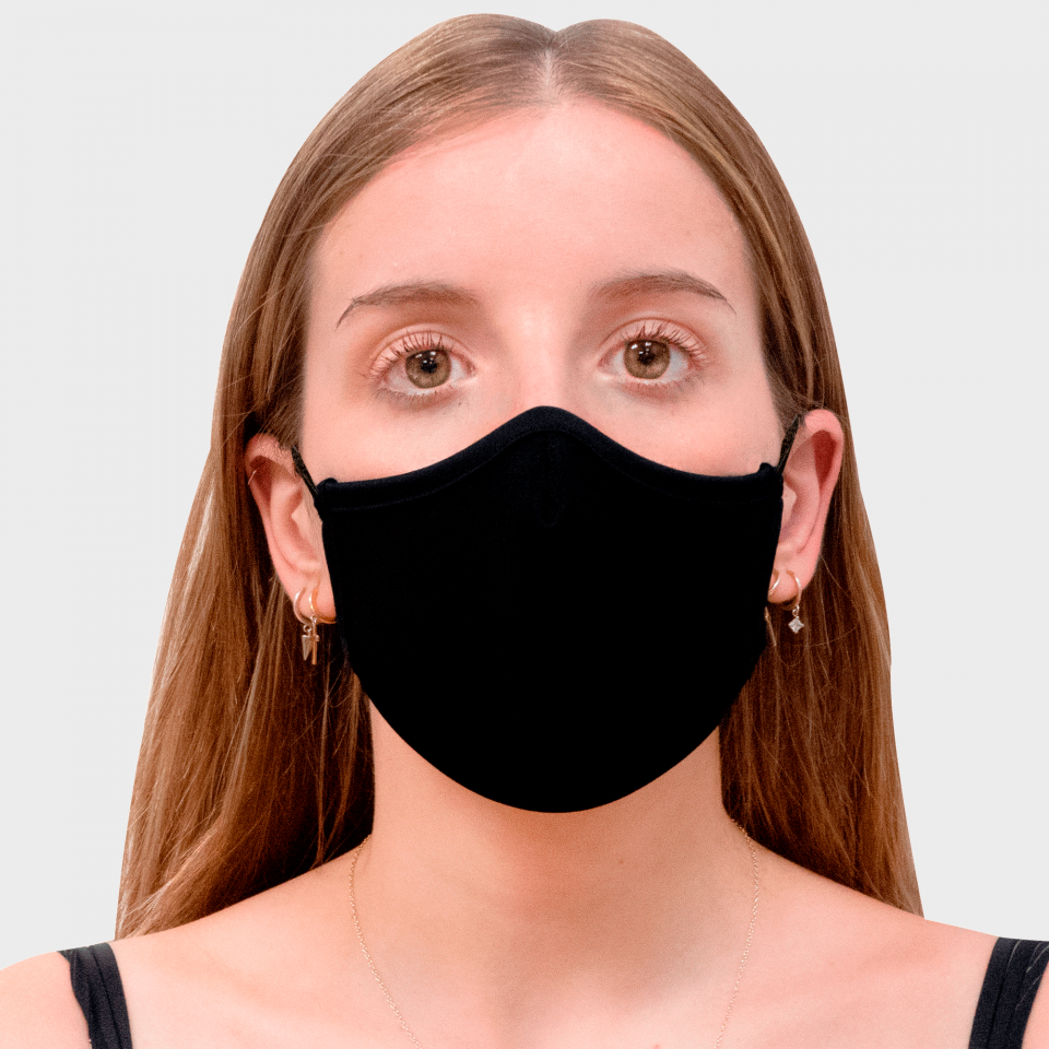 Mascarilla neopreno mediana negra homologada con protección +91% personalización lateral