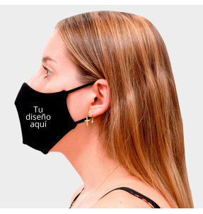 Mascarilla neopreno mediana negra homologada con protección +91% personalización lateral