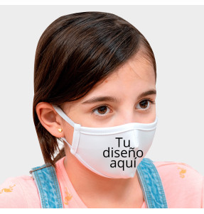 Mascarilla neopreno pequeña blanca homologada con protección +91% personalización fullprint