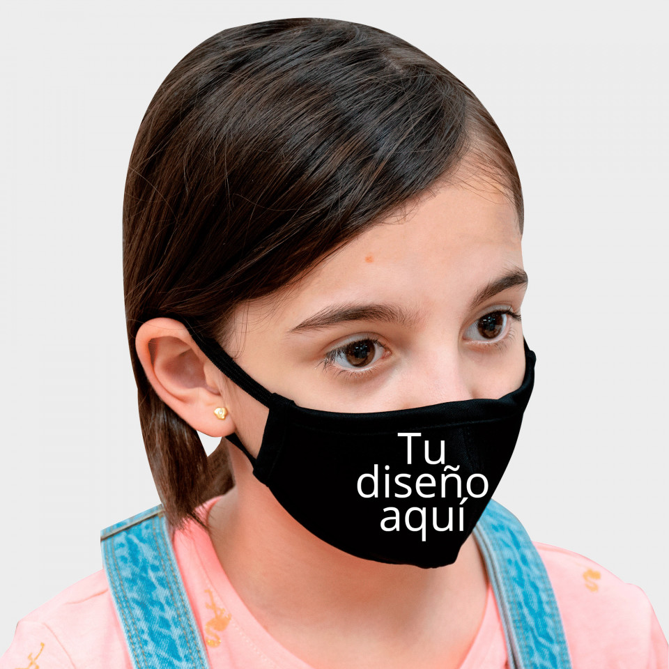 Mascarilla neopreno pequeña negra homologada con protección +91% personalización fullprint