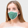 Mascarilla algodón orgánico reversible mediana estrellas verde homologada con protección +90%