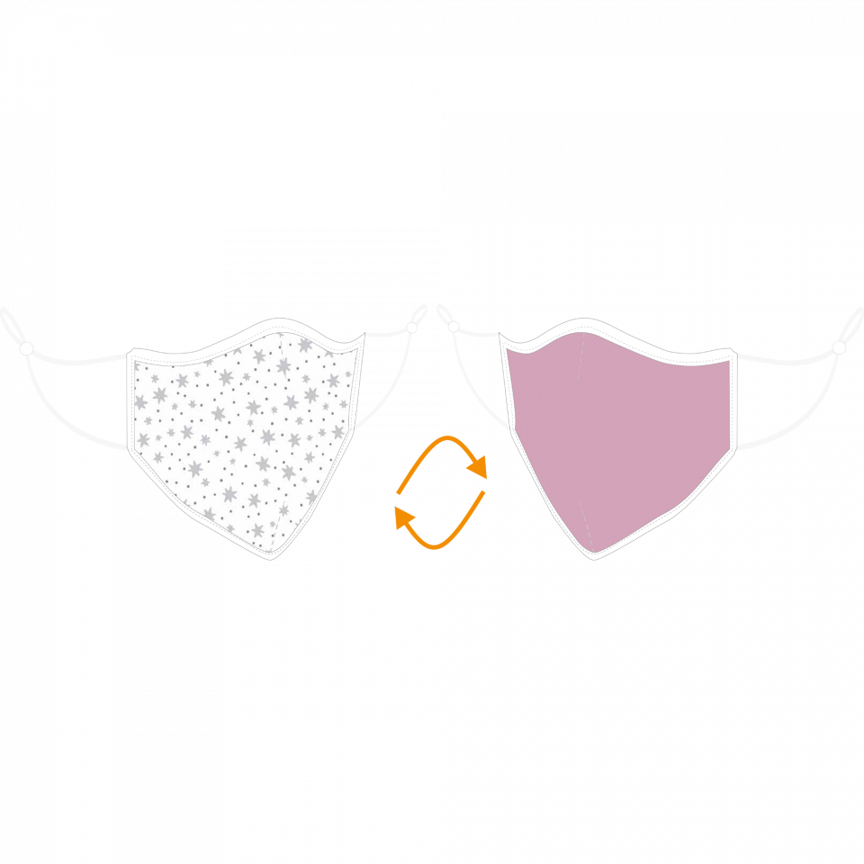 Mascarilla algodón orgánico reversible pequeña estrellas homologada con protección +90%
