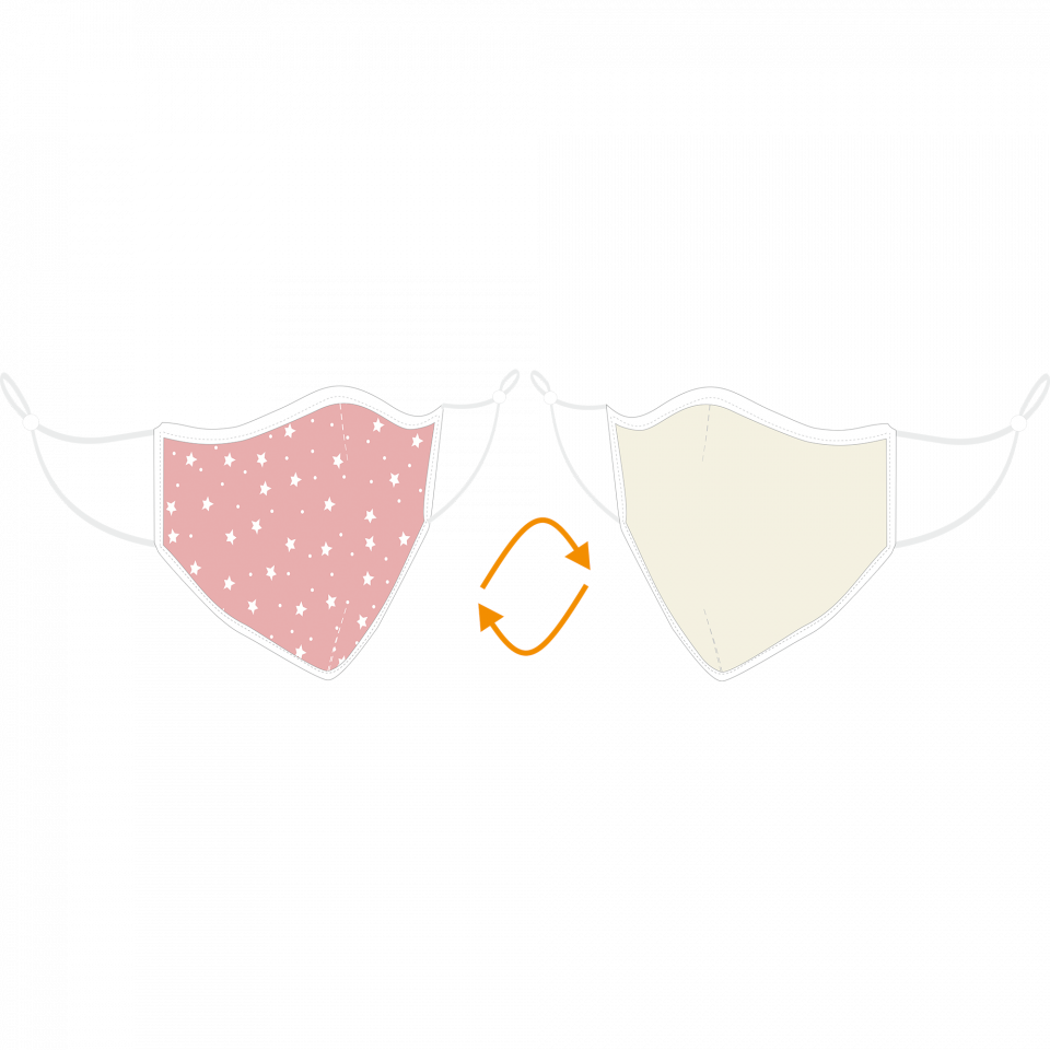 Mascarilla algodón orgánico reversible grande estrellas rosa homologada con protección +90%