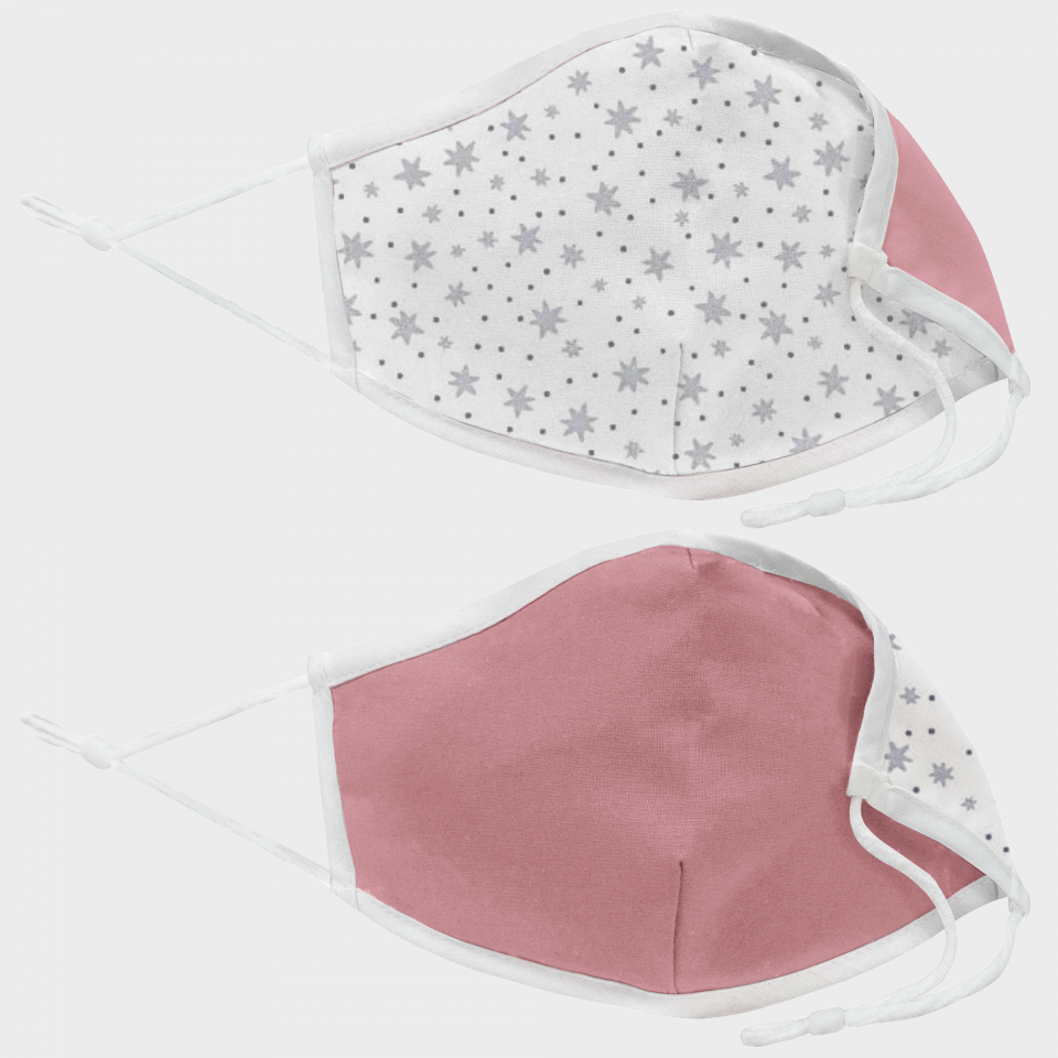 Mascarilla algodón orgánico reversible mediana estrellas homologada con protección +90%