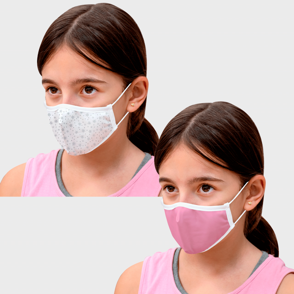 Mascarilla algodón orgánico reversible pequeña estrellas homologada con protección +90%