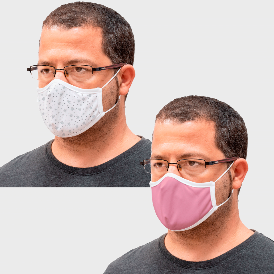 Mascarilla algodón orgánico reversible grande estrellas homologada con protección +90%