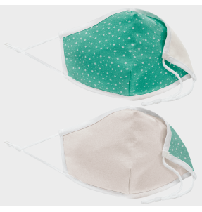 Mascarilla algodón orgánico reversible pequeña estrellas verde homologada con protección +90%