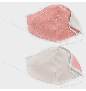 Mascarilla algodón orgánico reversible pequeña estrellas rosa homologada con protección +90%