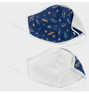 Mascarilla algodón orgánico reversible mediana espacial azul homologada con protección +90%