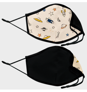 Mascarilla algodón orgánico reversible pequeña espacial beige homologada con protección +90%