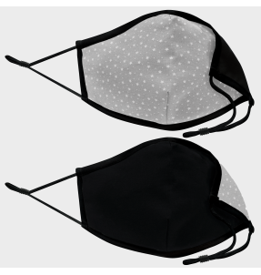 Mascarilla algodón orgánico reversible pequeña estrellas gris homologada con protección +90%