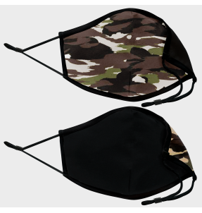 Mascarilla algodón orgánico reversible grande camuflaje kaki homologada con protección +90%