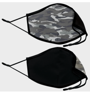 Mascarilla algodón orgánico reversible mediana camuflaje gris homologada con protección +90%