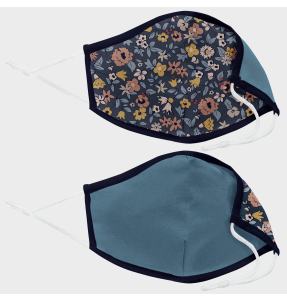 Mascarilla algodón orgánico reversible grande flores homologada con protección +90%