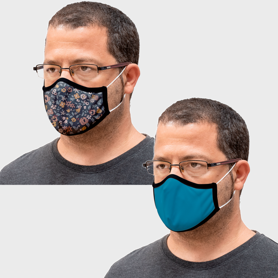 Mascarilla algodón orgánico reversible grande flores homologada con protección +90%