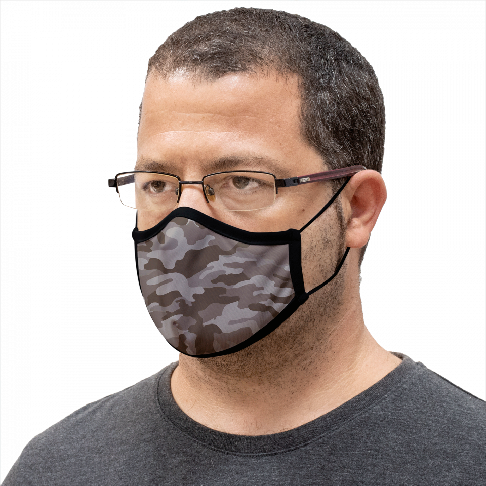 Mascarilla algodón orgánico reversible grande flores navy homologada con protección +90%