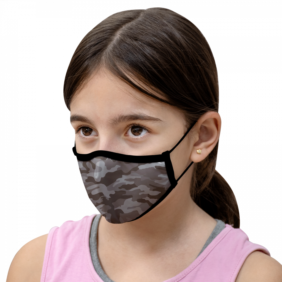 Mascarilla algodón orgánico reversible pequeña flores navy homologada con protección +90%